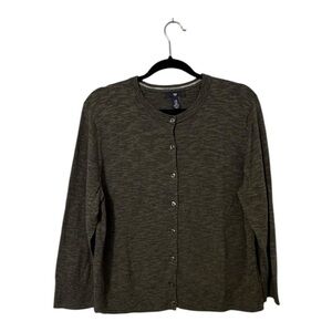 Gap 3/4 Sleeve Cardigan Sweater Button Front Knit Dark Olive Green - Size XL